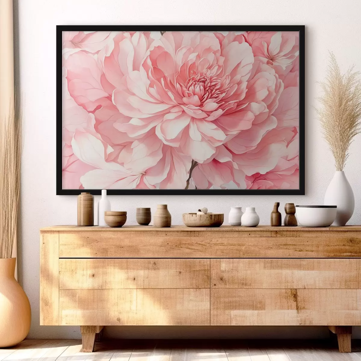 Poster Rosa Pfingstrose Nahaufnahme mit weicher Beleuchtung f44891