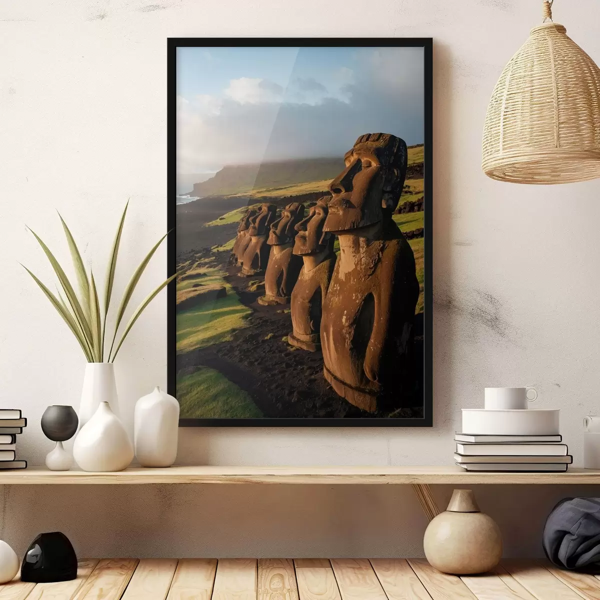 Poster Texturierte grüne Blätter in Makroaufnahme mit weichem Licht f44899