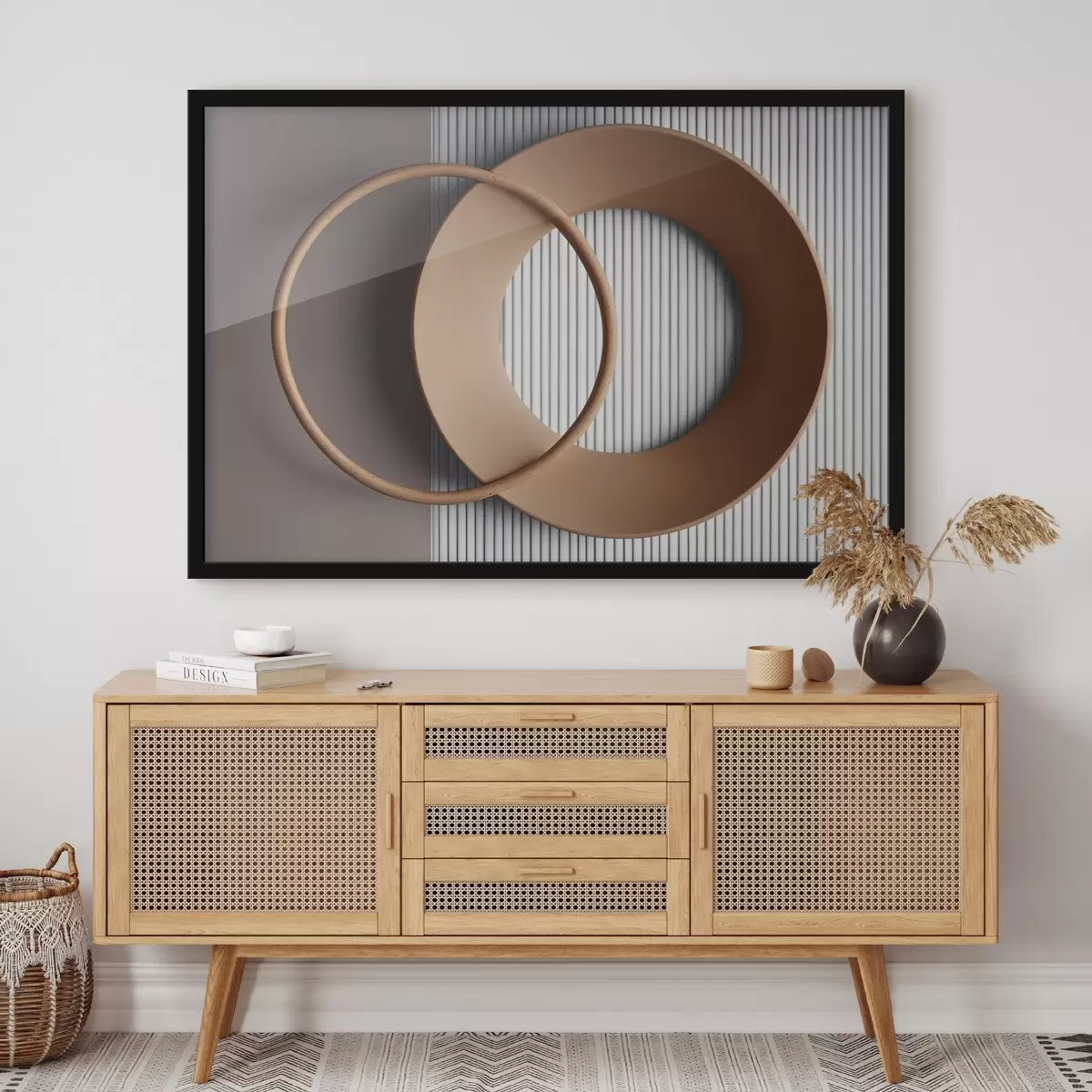 Poster Nebliges Gebirge mit gedeckten Farben f44901