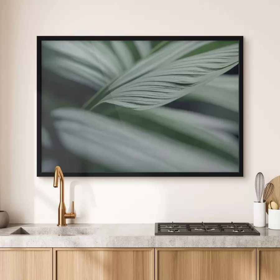 Fototapete Tropische Blätter mit Wassertröpfchen in nebliger Umgebung f44903