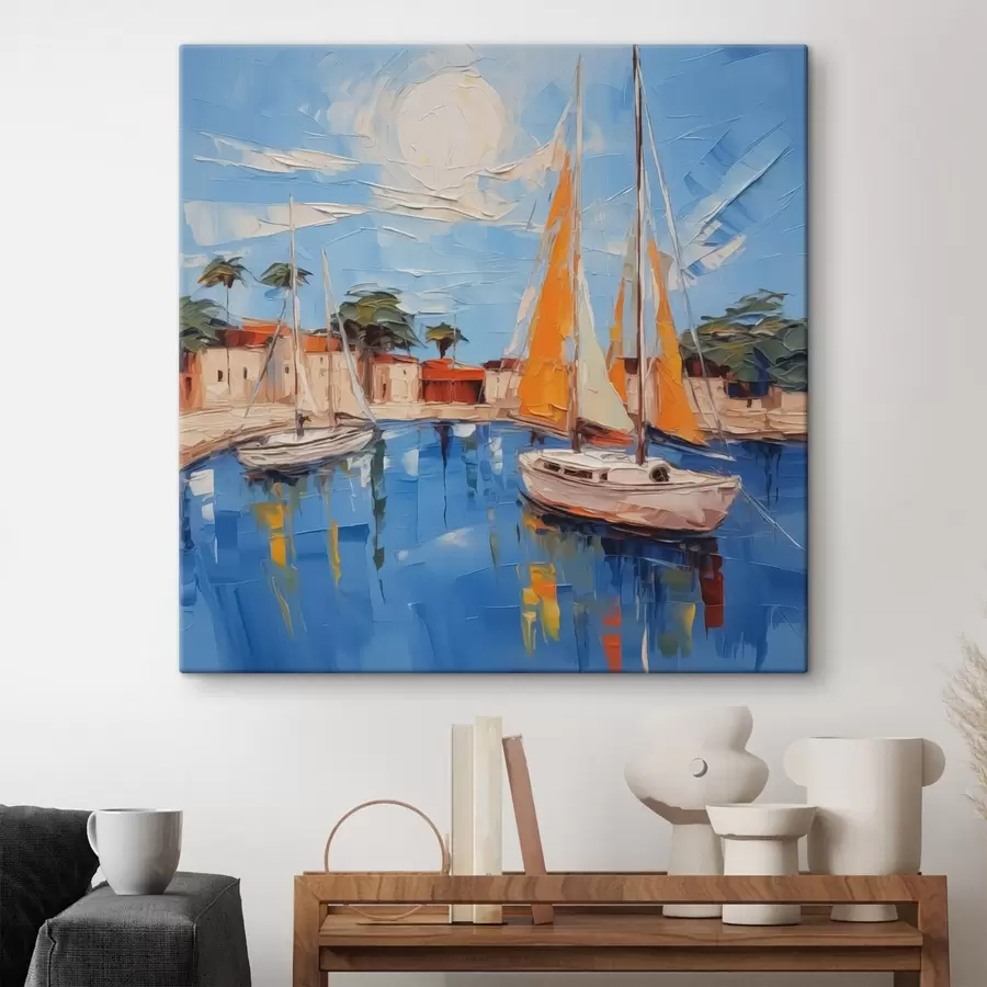 Wandbilder Segelboot an der Seebrücke s44824