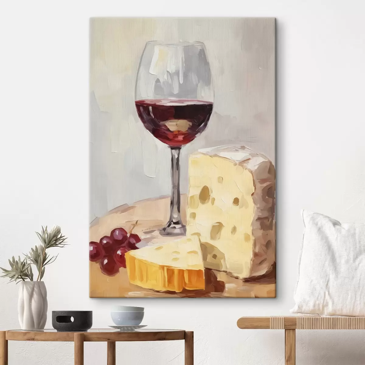 Wandbilder Ein Glas Wein beim Käse s44829