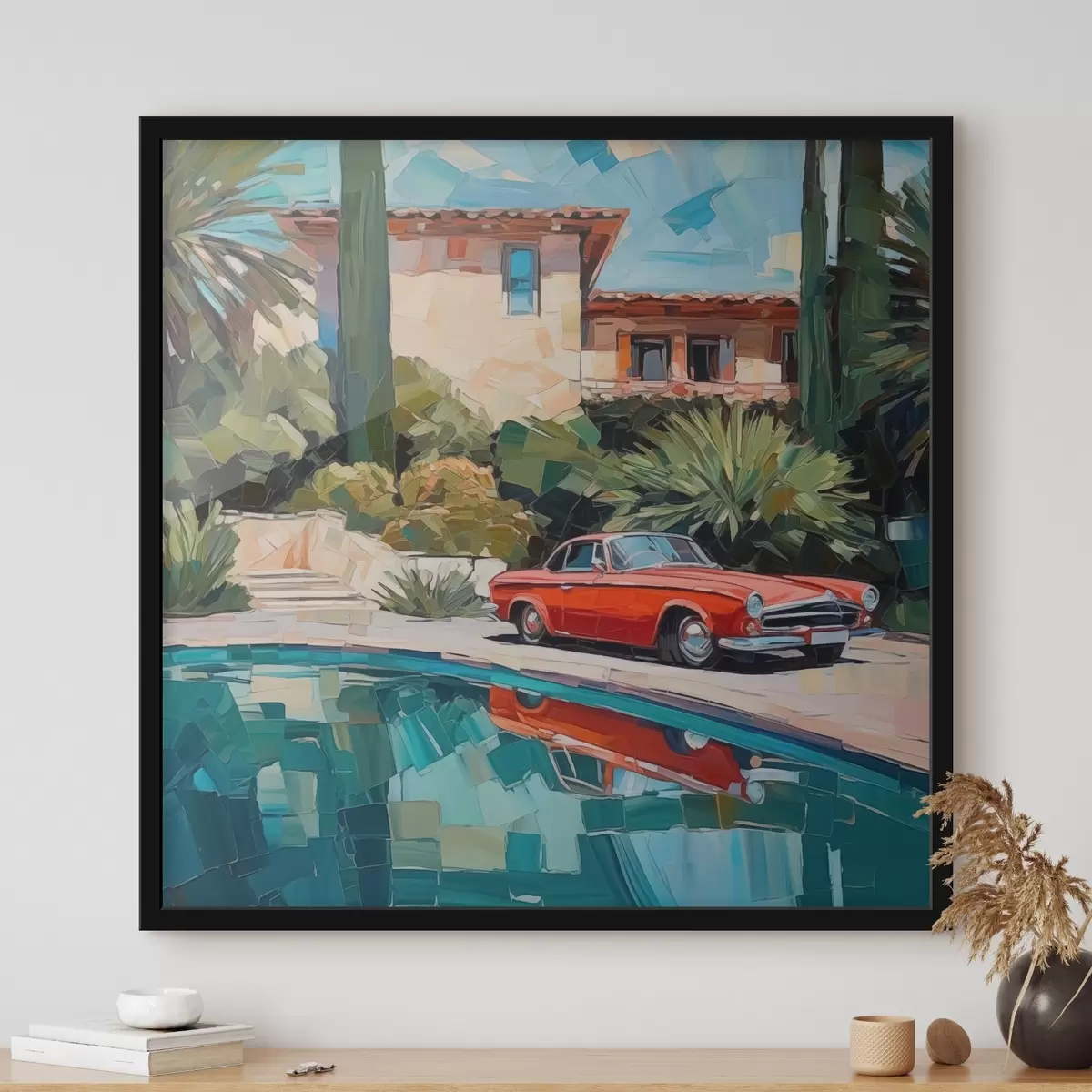 Poster Auto in der Nähe der Villa f44822