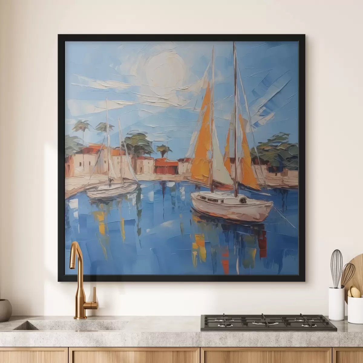 Poster Segelboot an der Seebrücke f44824