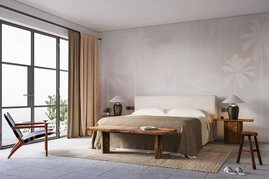 Fototapete Nebel mit Palmen w04180v2