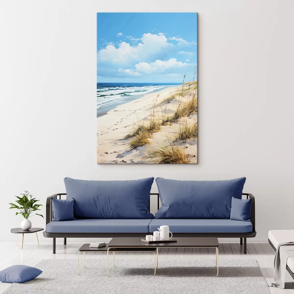 Wandbilder Gras an der Küste unter blauem Himmel s44917