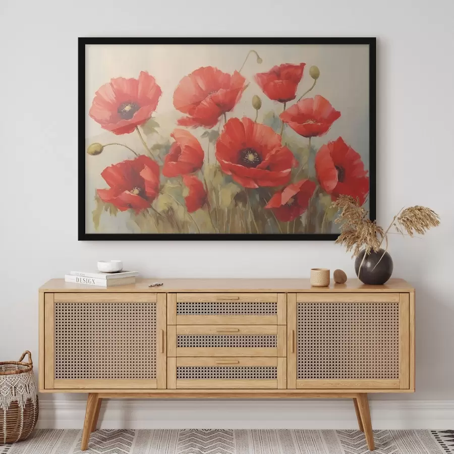 Fototapete Rote Mohnblumen f44905