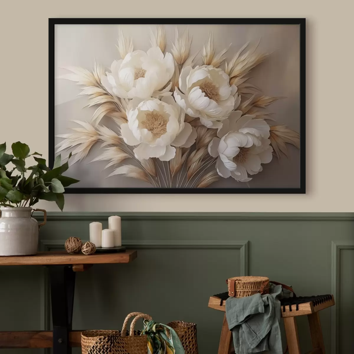 Poster Pfingstrosen mit Ährchen f44913