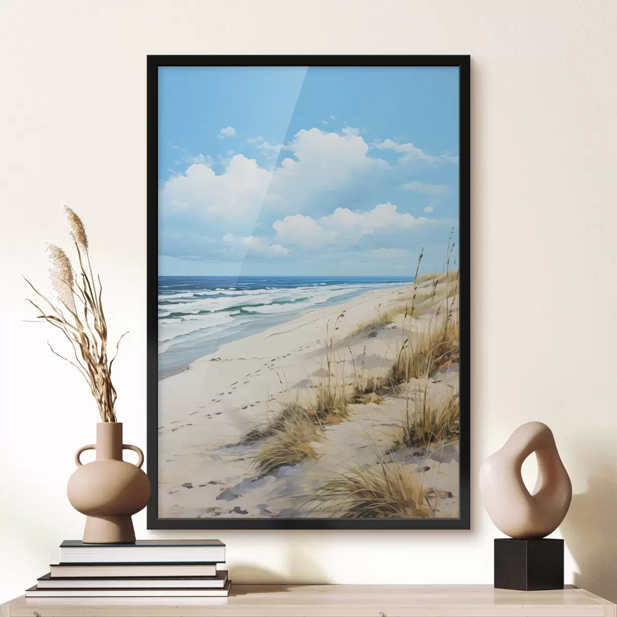 Poster Gras an der Küste unter blauem Himmel f44917