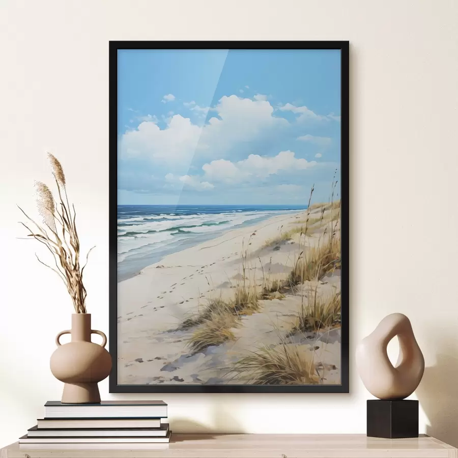 Wandbilder Gras an der Küste unter blauem Himmel f44917