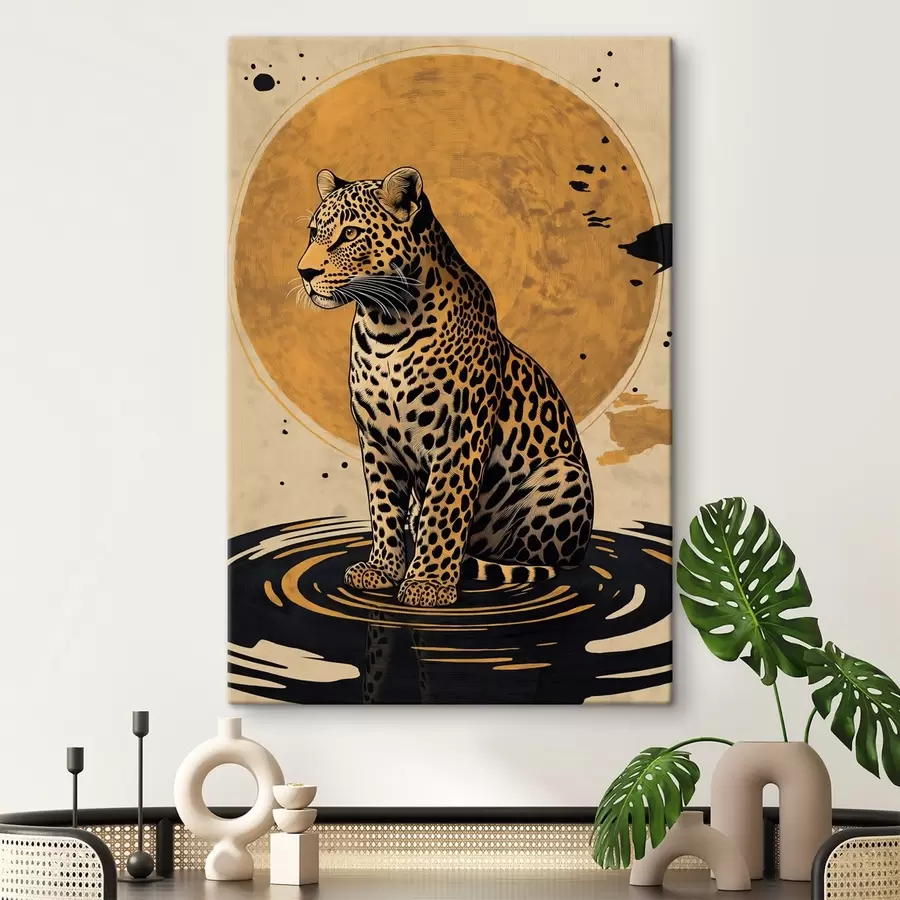 Wandbilder Leopard und Sonne s44970