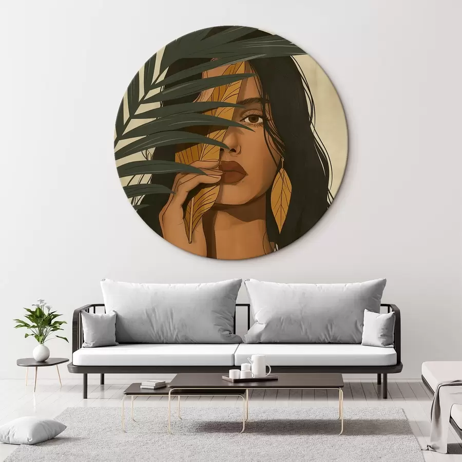 Wandbilder Gesicht hinter Blättern versteckt r44960