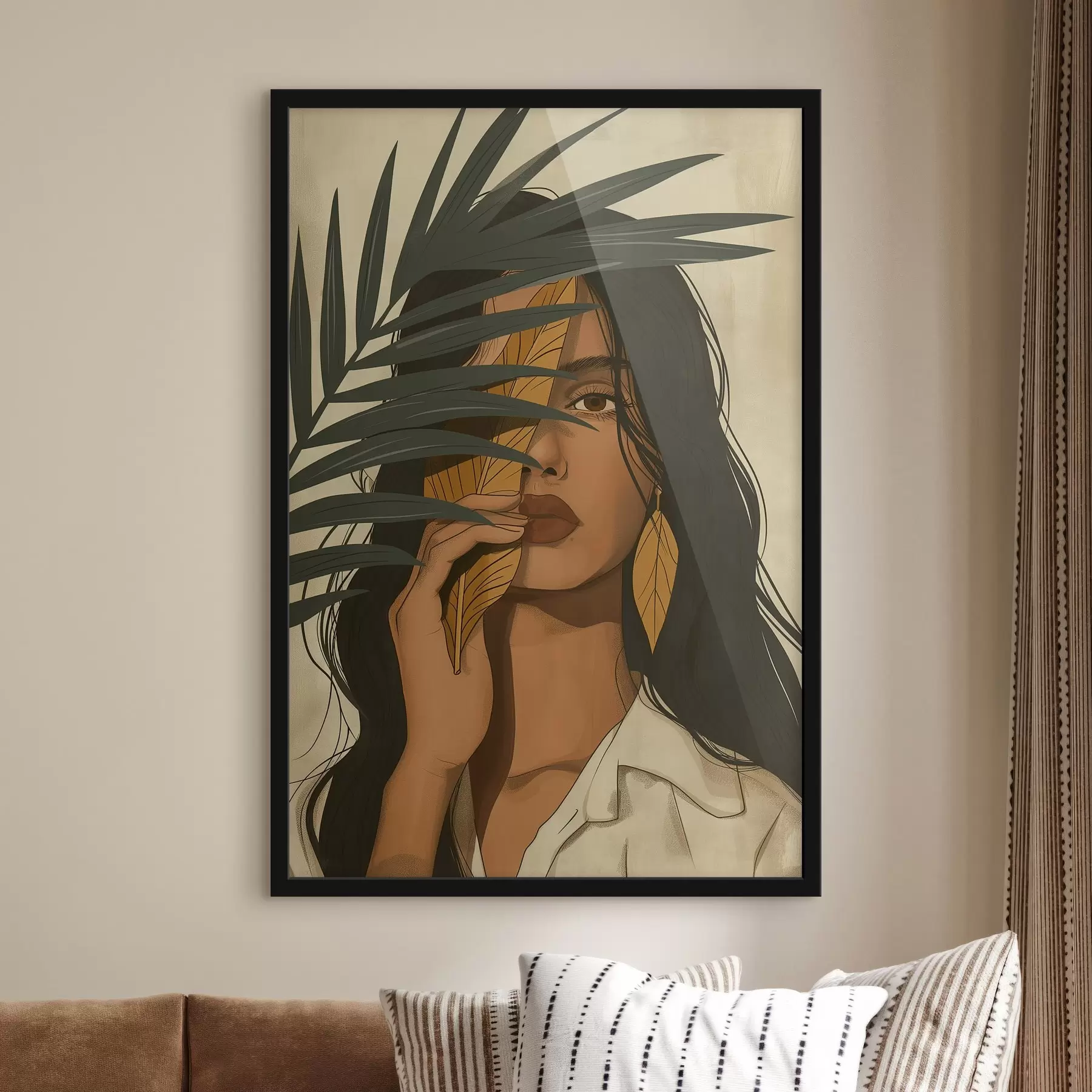 Wandbilder Gesicht hinter Blättern versteckt f44960