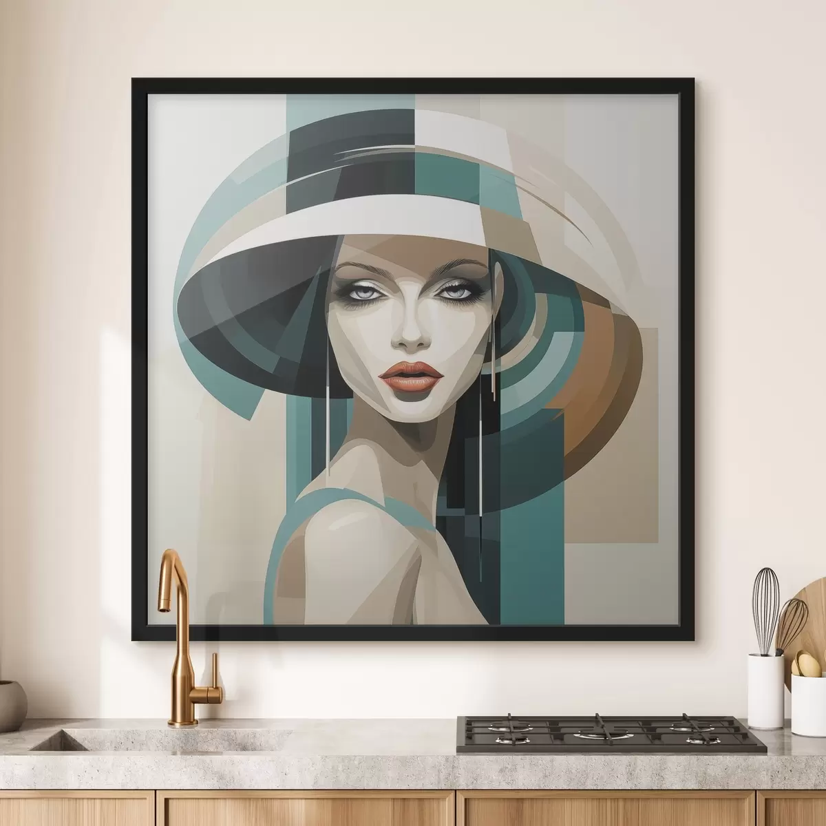 Poster Mädchen mit Hut f44972