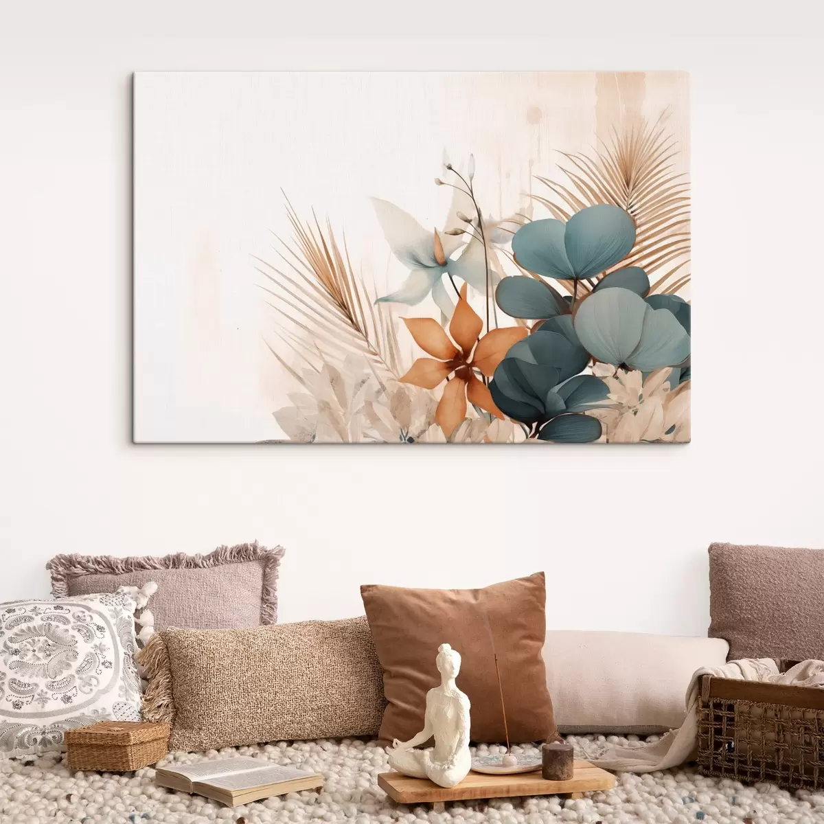 Wandbilder Dekorative Blätter und Blumen im Aquarellstil s44843