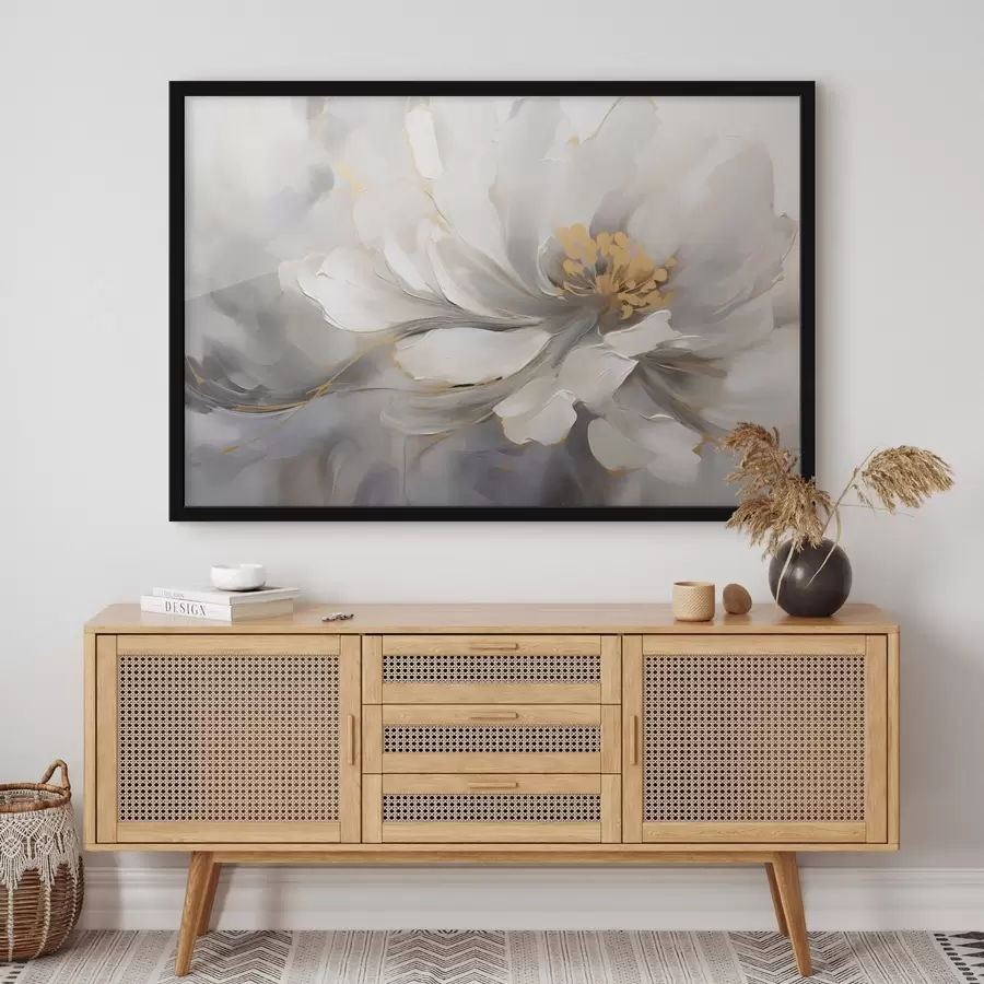 Fototapete Weiße Blume mit Akzenten im abstrakten Stil f44838