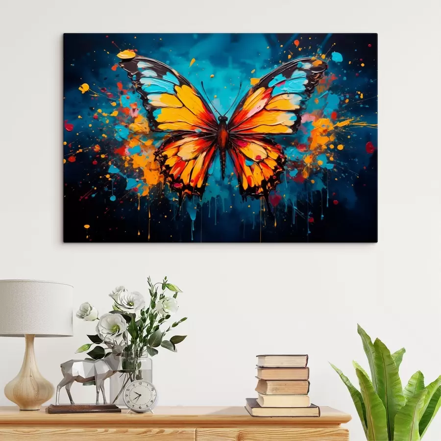 Wandbilder Bunter Schmetterling im Farbspritzer-Stil s44938