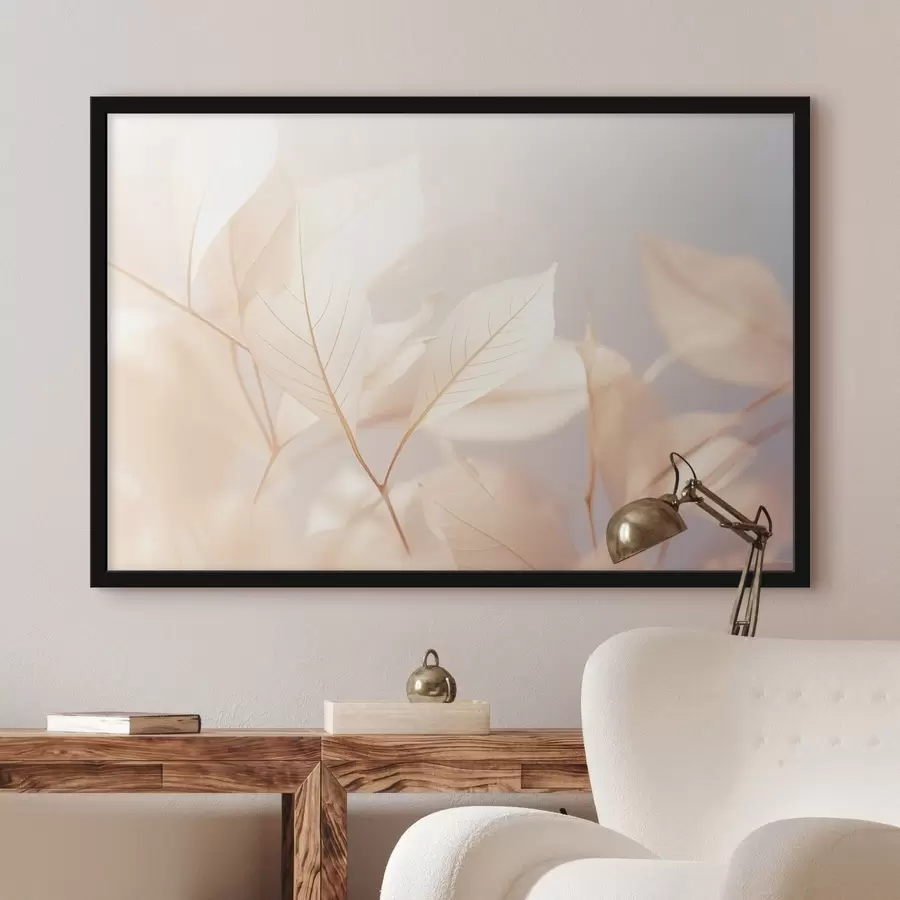 Fototapete Transluzente Blätter mit komplizierten Adermustern, sanfte Pastellfarben, ätherische Beleuchtung, minimalistische Komposition f44928