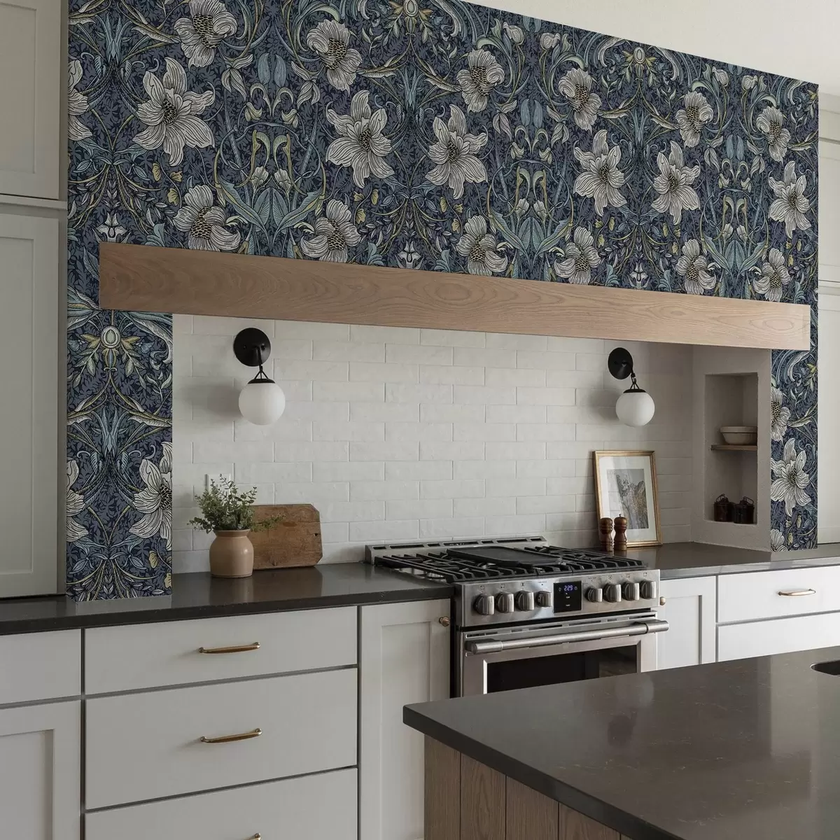 Tapete Klassisches florales Ornament im Stil von William Morris a00232