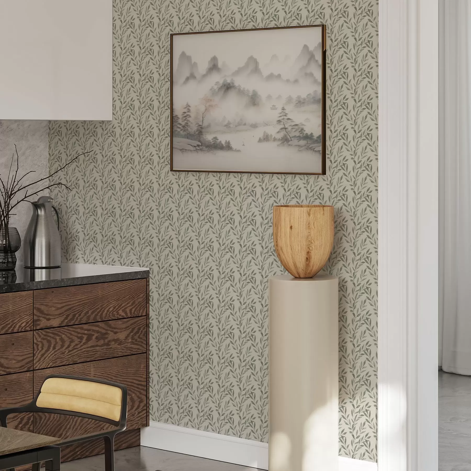 Fototapete Hübsche Olivenzweige auf hellem Hintergrund a00243