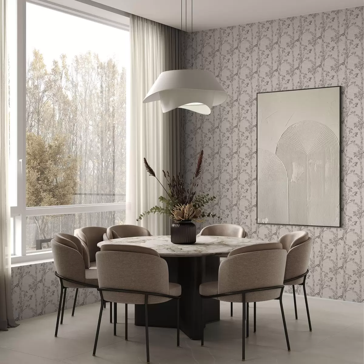 Tapete Birkenzweige mit Blättern, strukturierter Hintergrund a00257v1