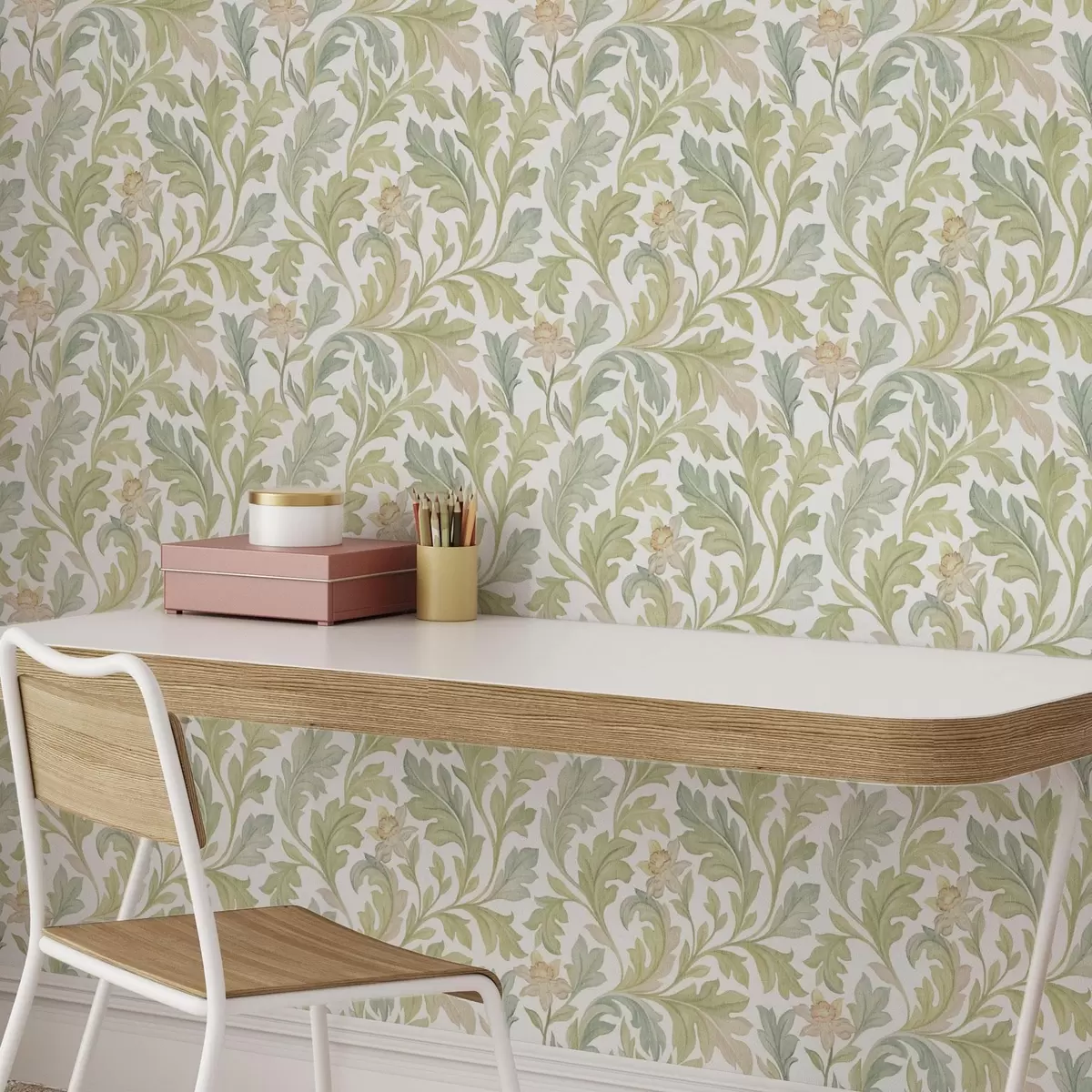 Tapete Vintage floral Ornament auf weißem Hintergrund a00277v2