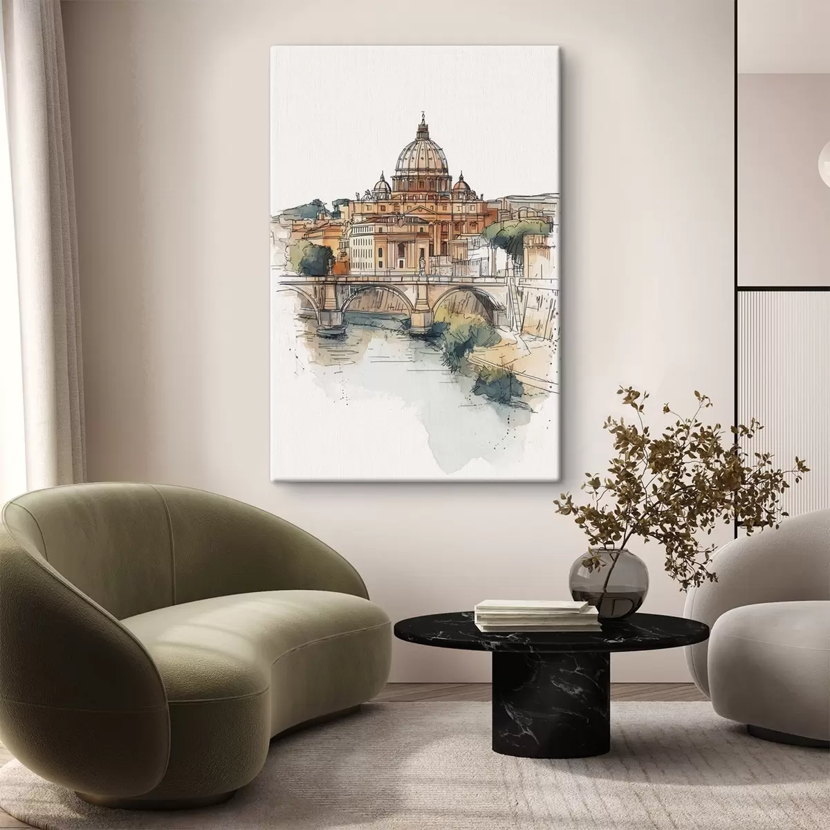 Wandbilder Aquarell Rom Stadt, Skizze Zeichnung, Architektur s44983