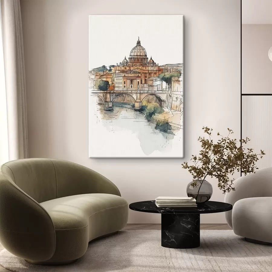 Wandbilder Aquarell Rom Stadt, Skizze Zeichnung, Architektur s44983