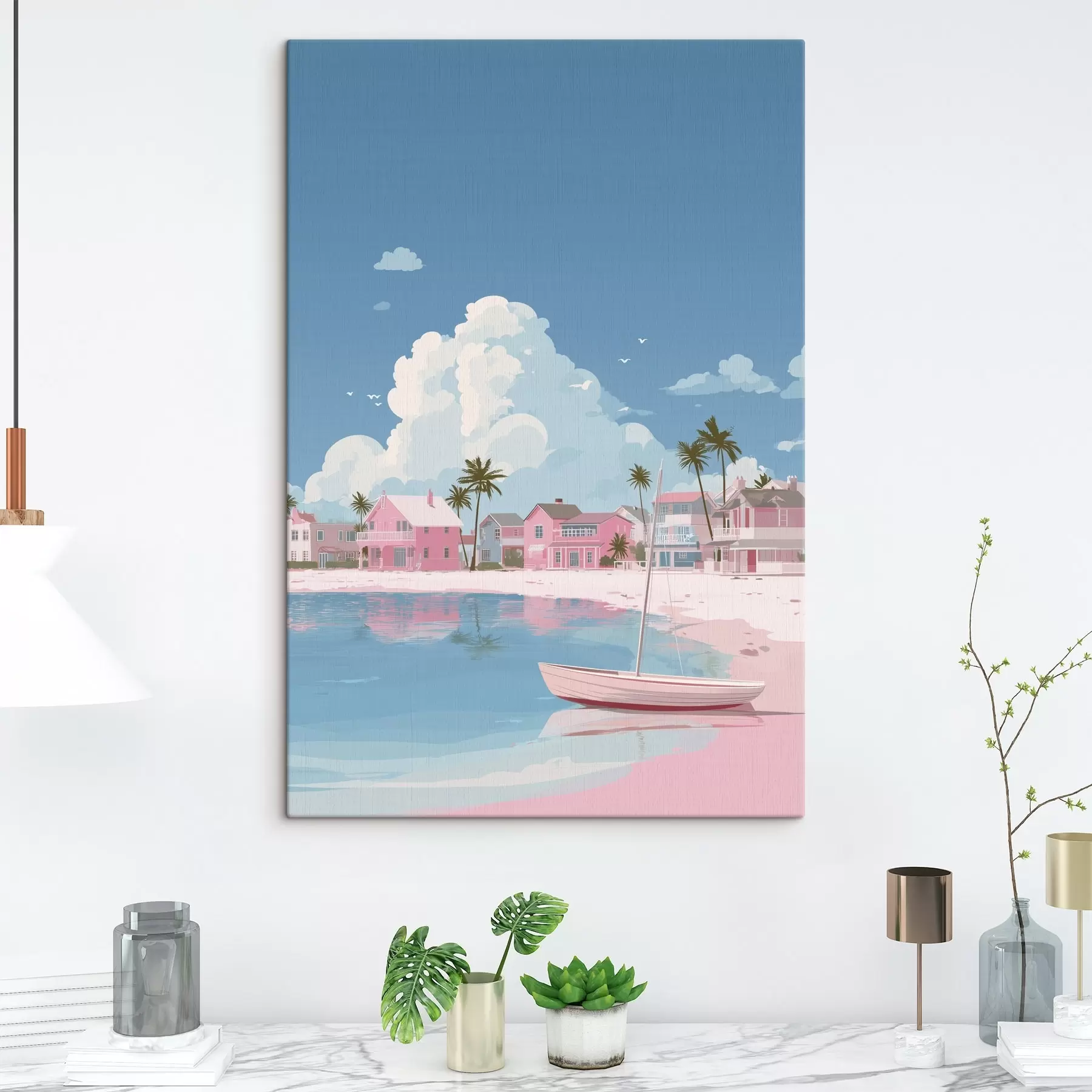 Wandbilder Bunter rosa Sommerstrand s44985