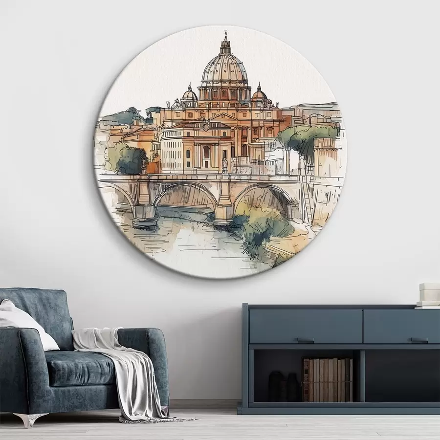 Wandbilder Aquarell Rom Stadt, Skizze Zeichnung, Architektur r44983