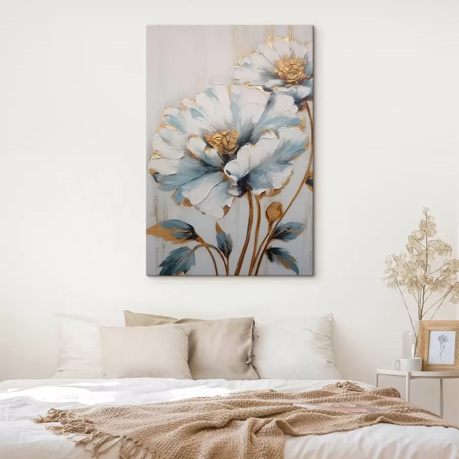 Fototapete Blaue und weiße Blumen s44989