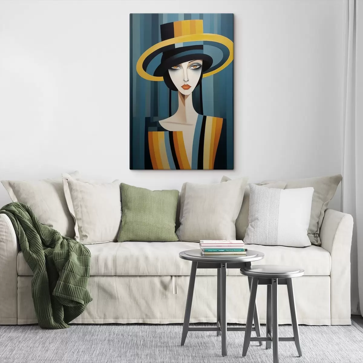 Wandbilder Abstraktes Porträt einer Frau mit einem Hut s44990
