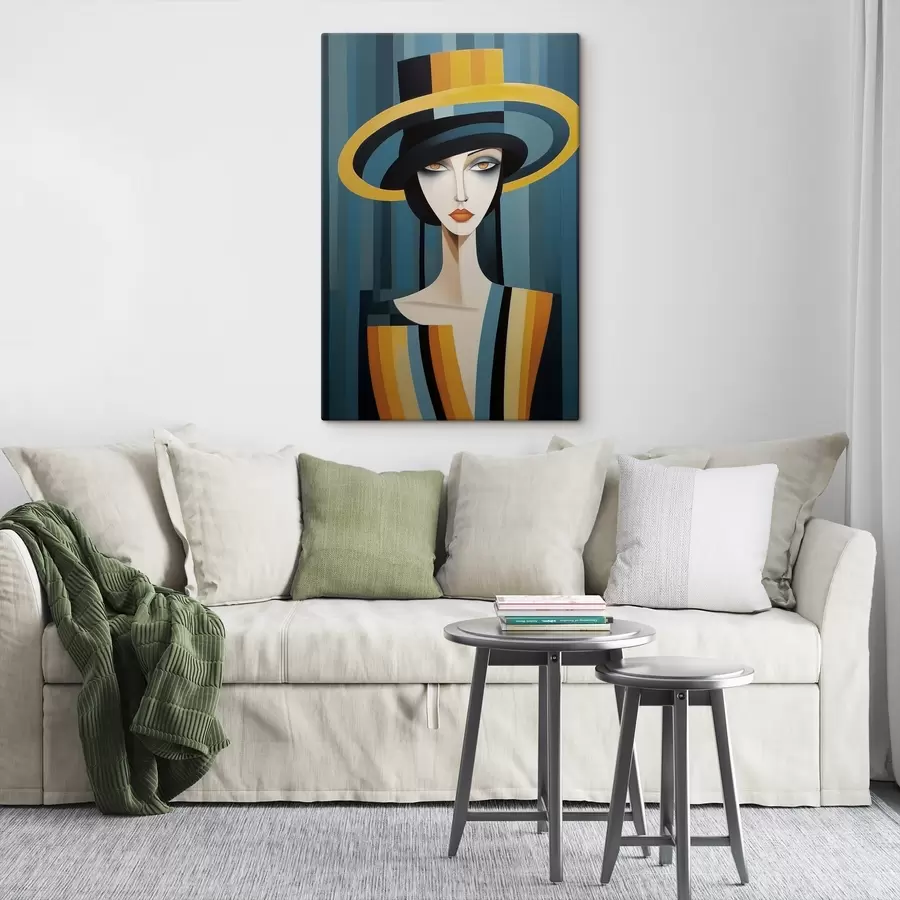 Wandbilder Abstraktes Porträt einer Frau mit einem Hut s44990