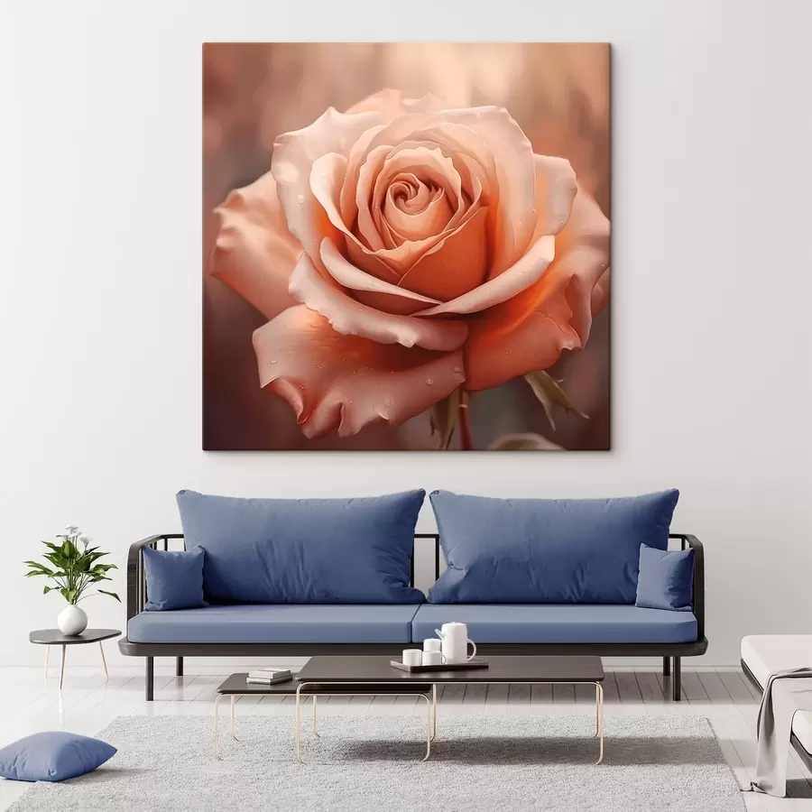 Wandbilder Rose mit Tautropfen s44991