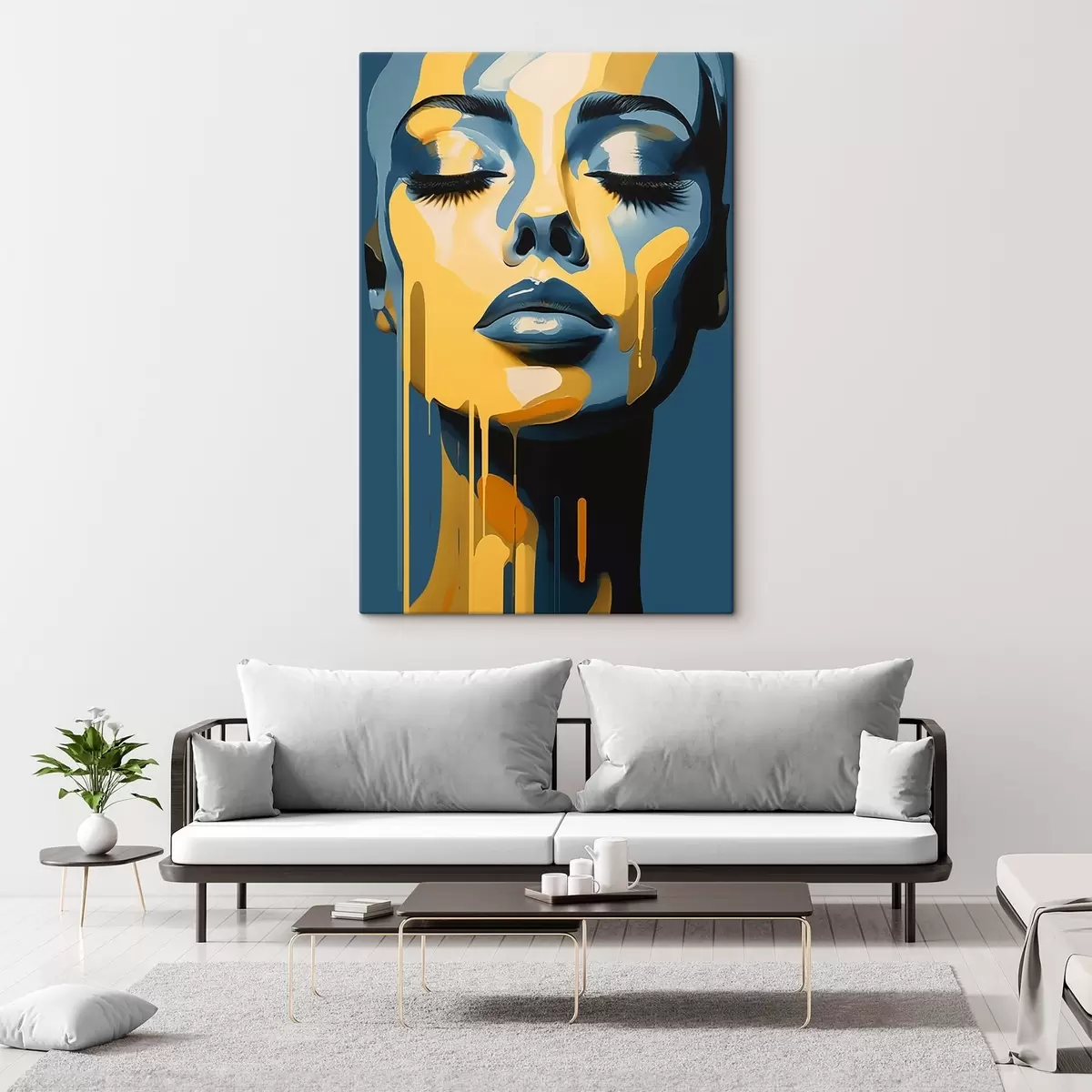 Wandbilder Porträt einer Frau mit geschlossenen Augen s45006