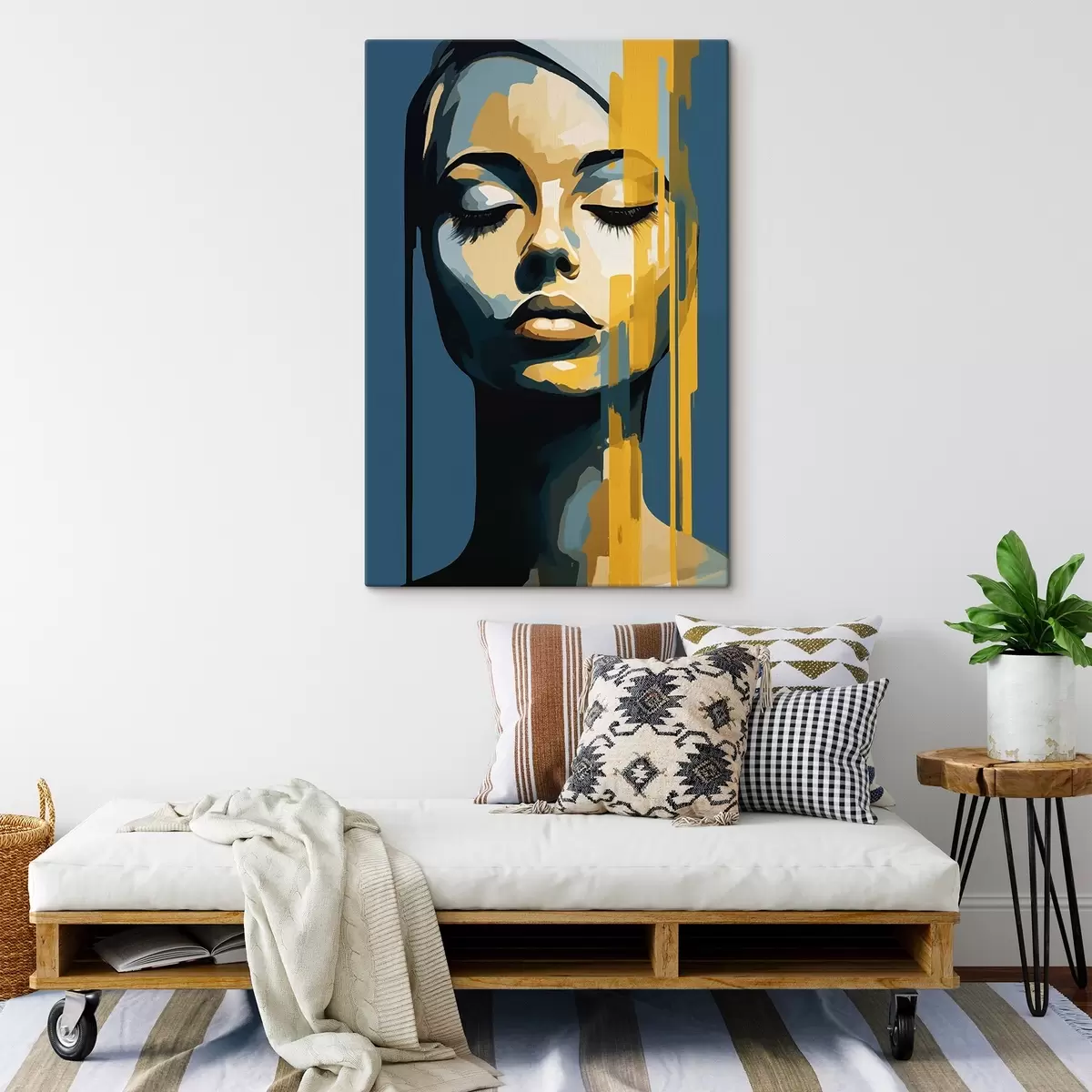 Wandbilder Porträt einer Frau mit geschlossenen Augen s45007