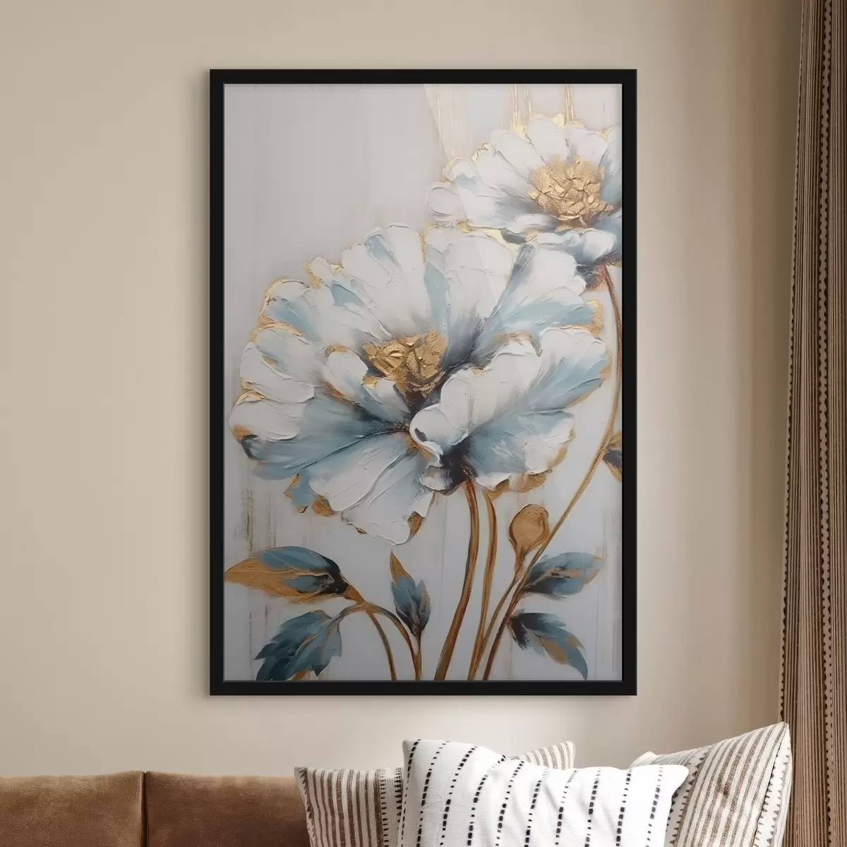 Poster Blaue und weiße Blumen f44989