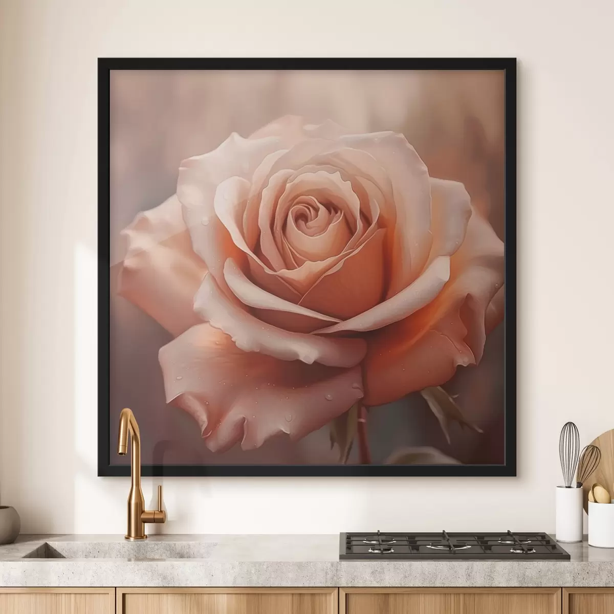 Poster Rose mit Tautropfen f44991