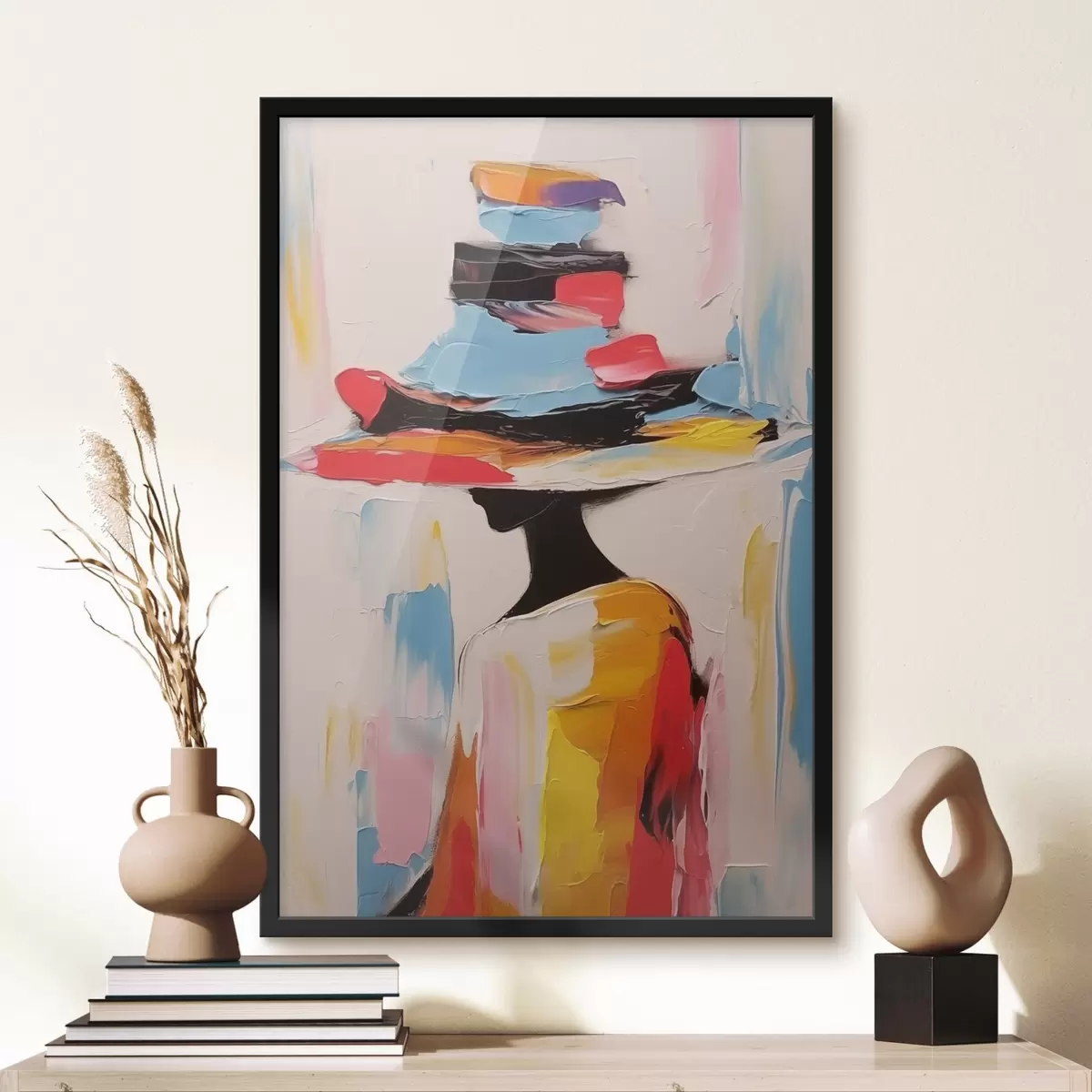 Poster Frau mit breitem Hut f44994