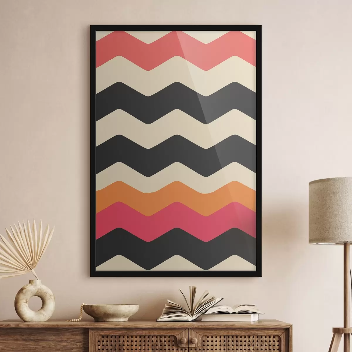 Poster Geometrisches Muster mit wellenförmigen Streifen f45004