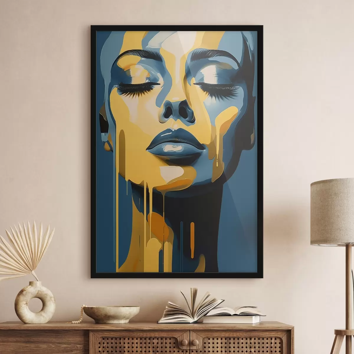 Poster Porträt einer Frau mit geschlossenen Augen f45006