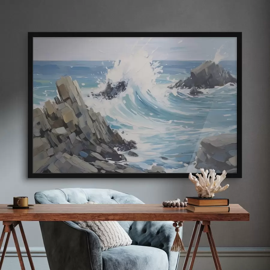 Fototapete Welle an einem felsigen Ufer f45021