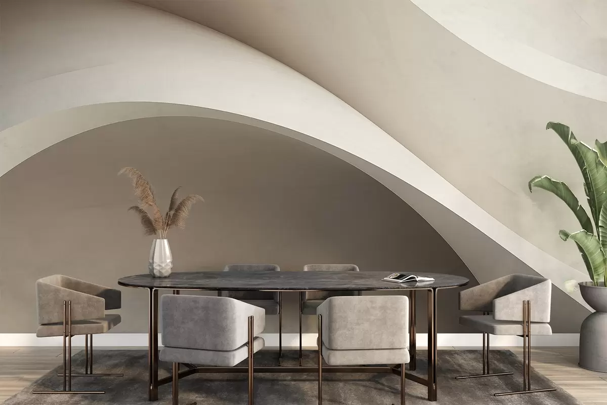 Fototapete abstraktion, Wellen, weiche Kurven, beige, glatt, Linien, modern w04217v1