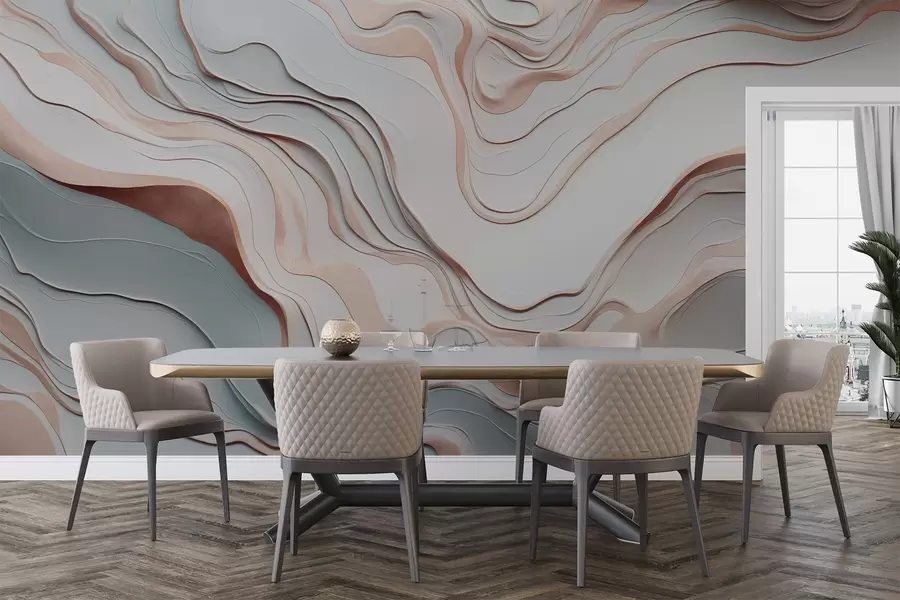 Fototapete schichten, Wellen, Abstraktion, Rosa, Grau, weiche Formen, w04255v1