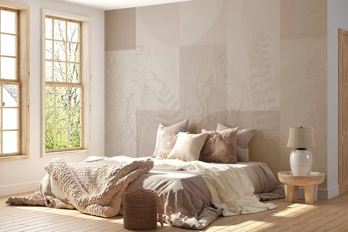 Fototapete Abstraktion mit Pflanzen, Geometrie w04240