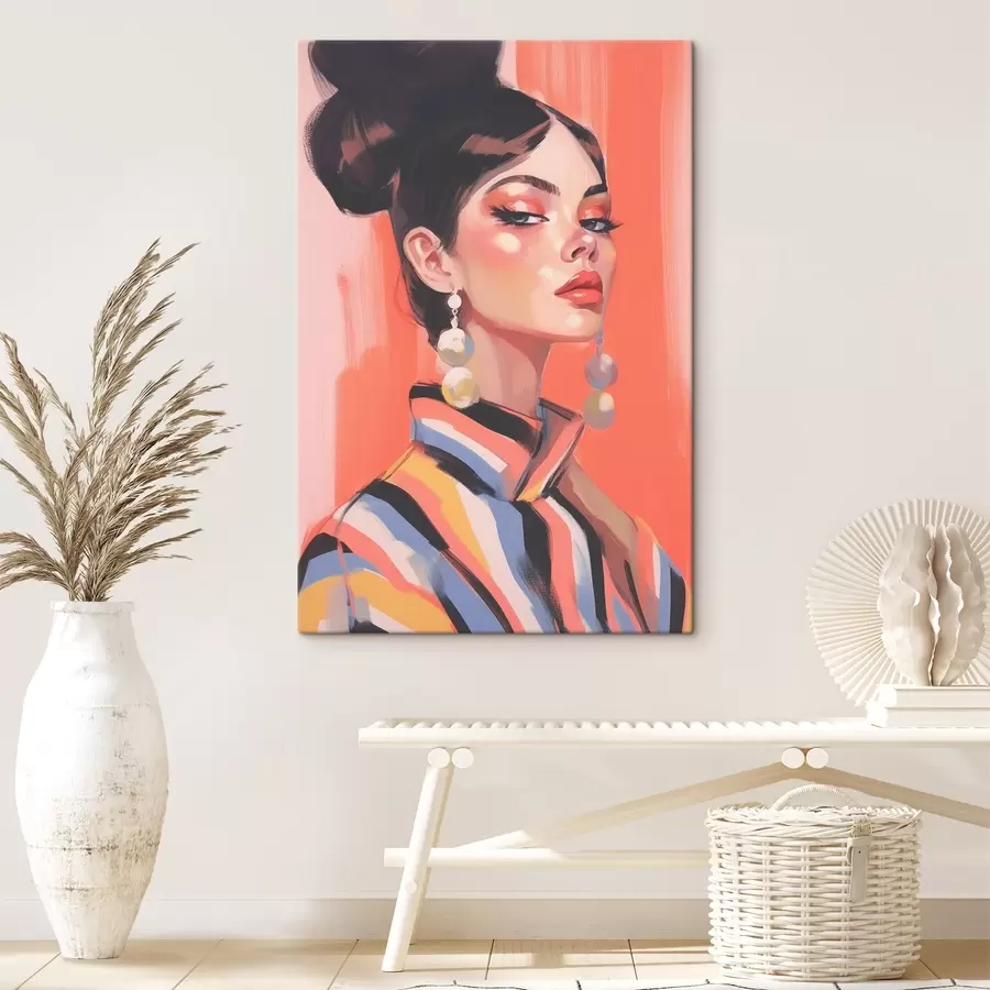 Wandbilder Porträt einer Frau im gestreiften Hemd s45079