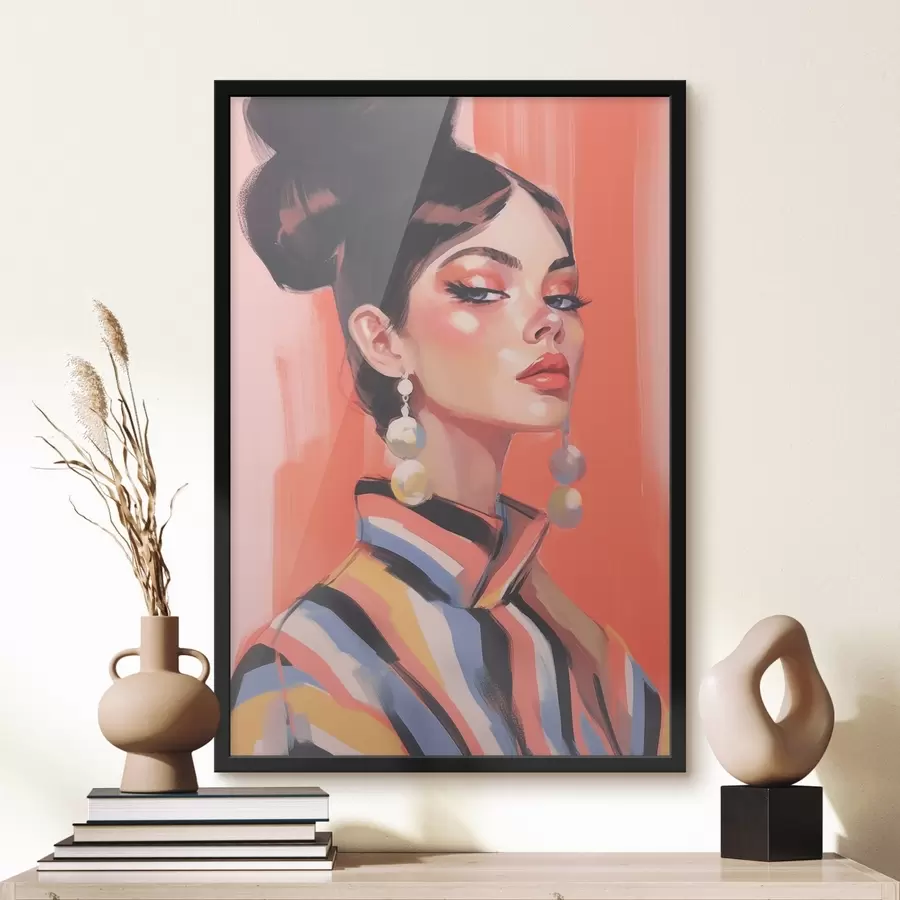 Fototapete Porträt einer Frau im gestreiften Hemd f45079