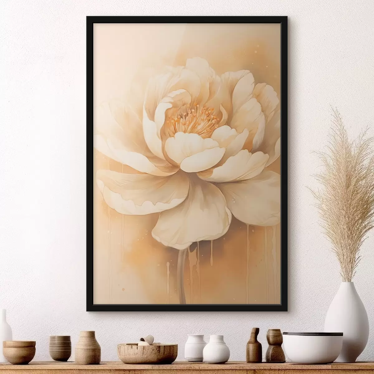 Poster Große beige Blume f45081