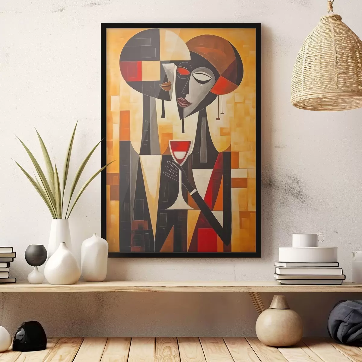 Poster Zwei mit kubistischem Glas f45085