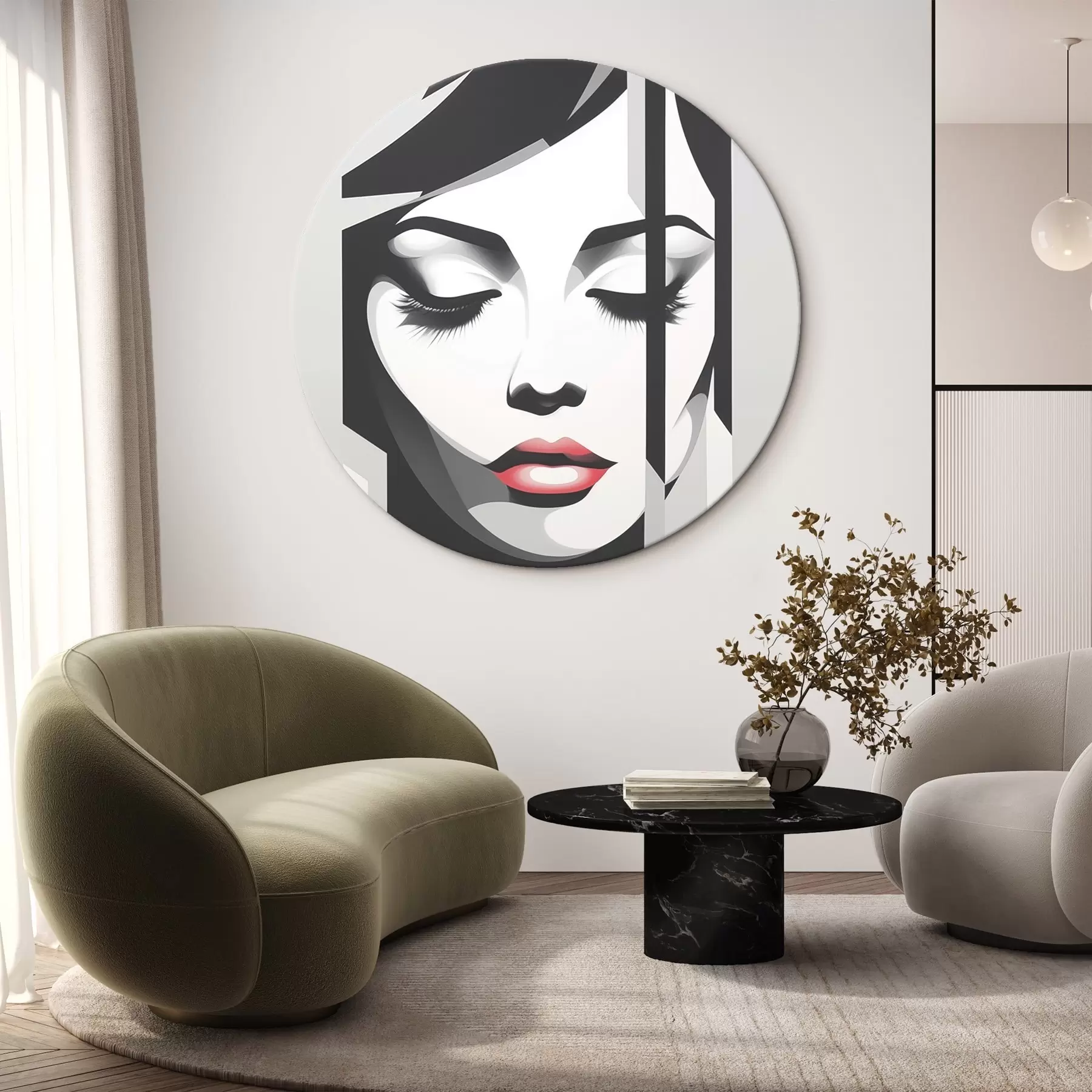 Wandbilder Schwarzes und weißes Gesicht mit geschlossenen Augen r45076